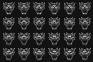 Gargoyle head with open mouth motif seamless pattern, a Pattern Graphic by DanFLCreativo