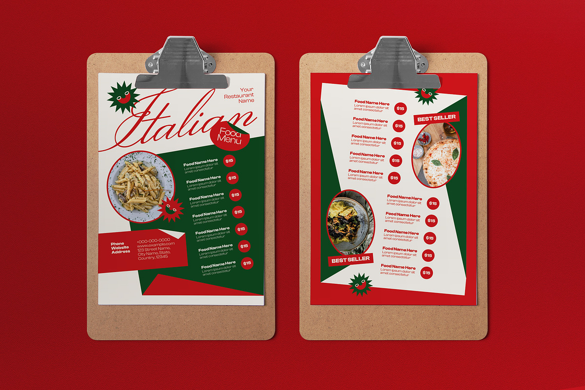 Red Modern Italian Food Menu, a Flyer Template by graphicook (Photo 1 of 4)