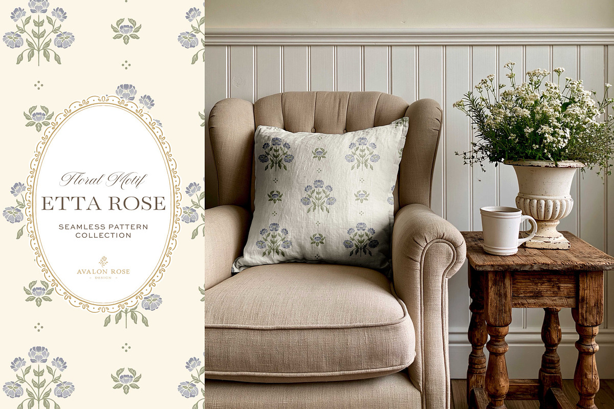 Vintage Blue Floral Print Patterns, a Pattern Graphic by Eclectic Anthology (Photo 8 of 14)