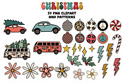 Groovy Christmas Clipart & Patterns, a Graphic by Brush Lab (Thumbnail 3 of 7)