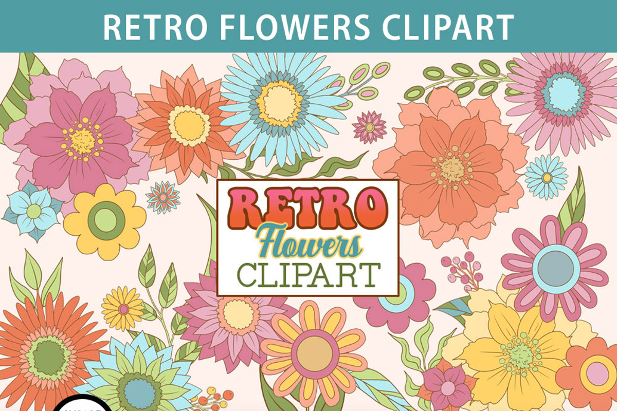 Retro Flower Clipart PNG, an Illustration by SLS Lines (Photo 6 of 6)
