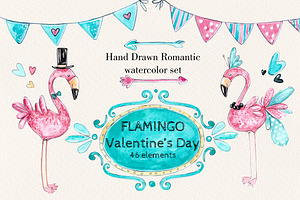 Flamingo Romantic set +4 frames