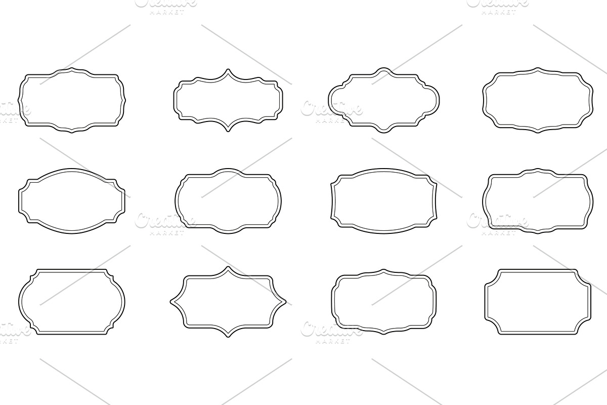 Retro Frame Line Black Icon Set, an Illustration by Vector Creator