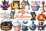Cute Halloween Cottage Clipart, an Illustration by Watercolor design (Thumbnail 1 of 4)