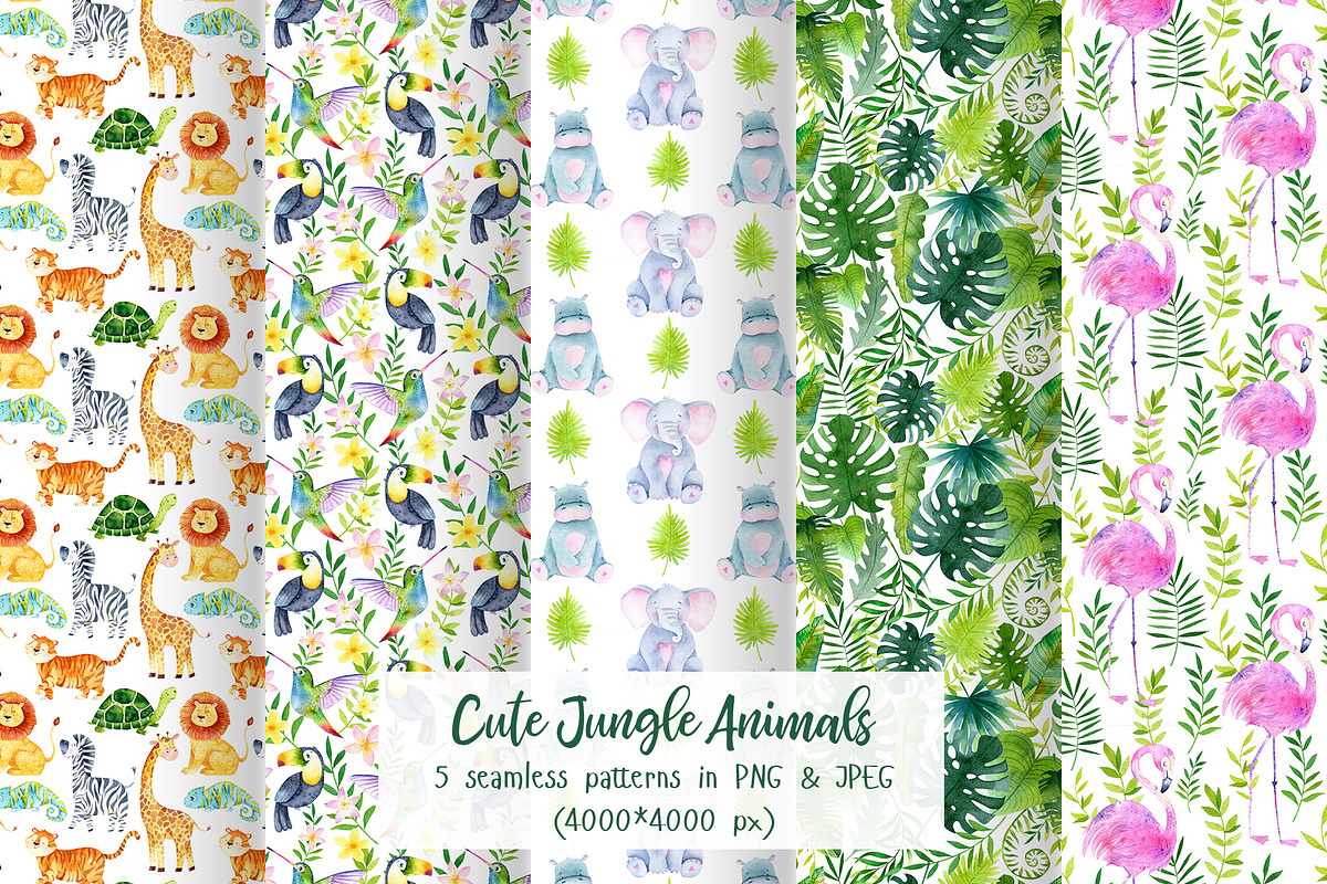 Watercolor Jungle Animal Clipart, an Animal Illustration by Watercolor Nastasia Art (Photo 4 of 7)