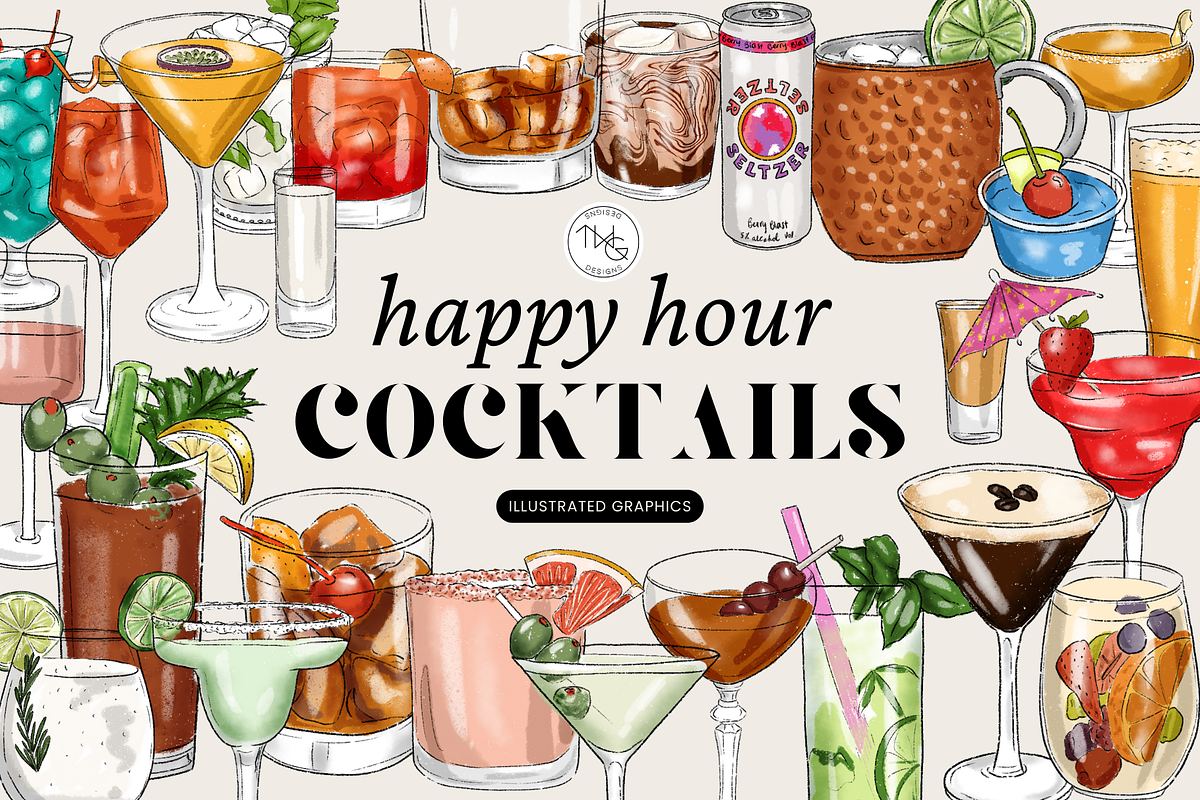 Cocktail Drinks Illustrations, a Food Illustration by TWG Designs (Photo 1 of 2)