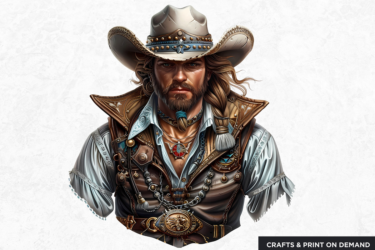 Western Cowboy Portrait clipart, a Person Illustration by ThatsDesignArt (Photo 8 of 10)