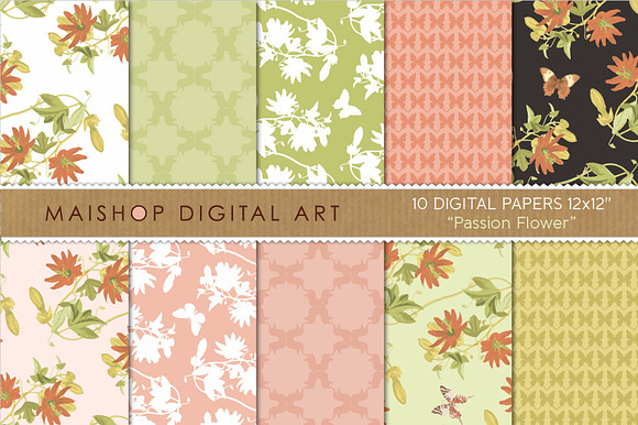 Digital Paper-Passion Flower preview 4