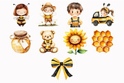 Honey Bee Watercolor Clipart, an Illustration by Design Market (Thumbnail 4 of 4)