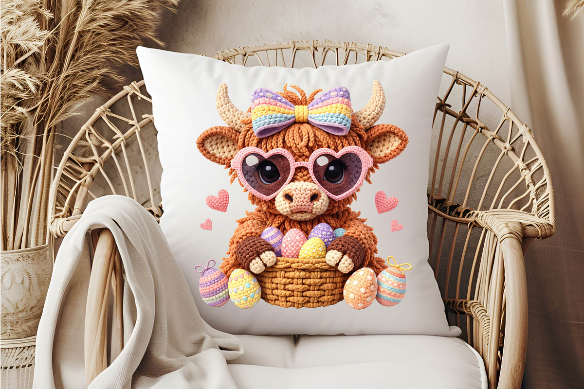 Crochet Easter Highland Cow PNG, an Illustration by DreamCafeArt (Photo 6 of 6)