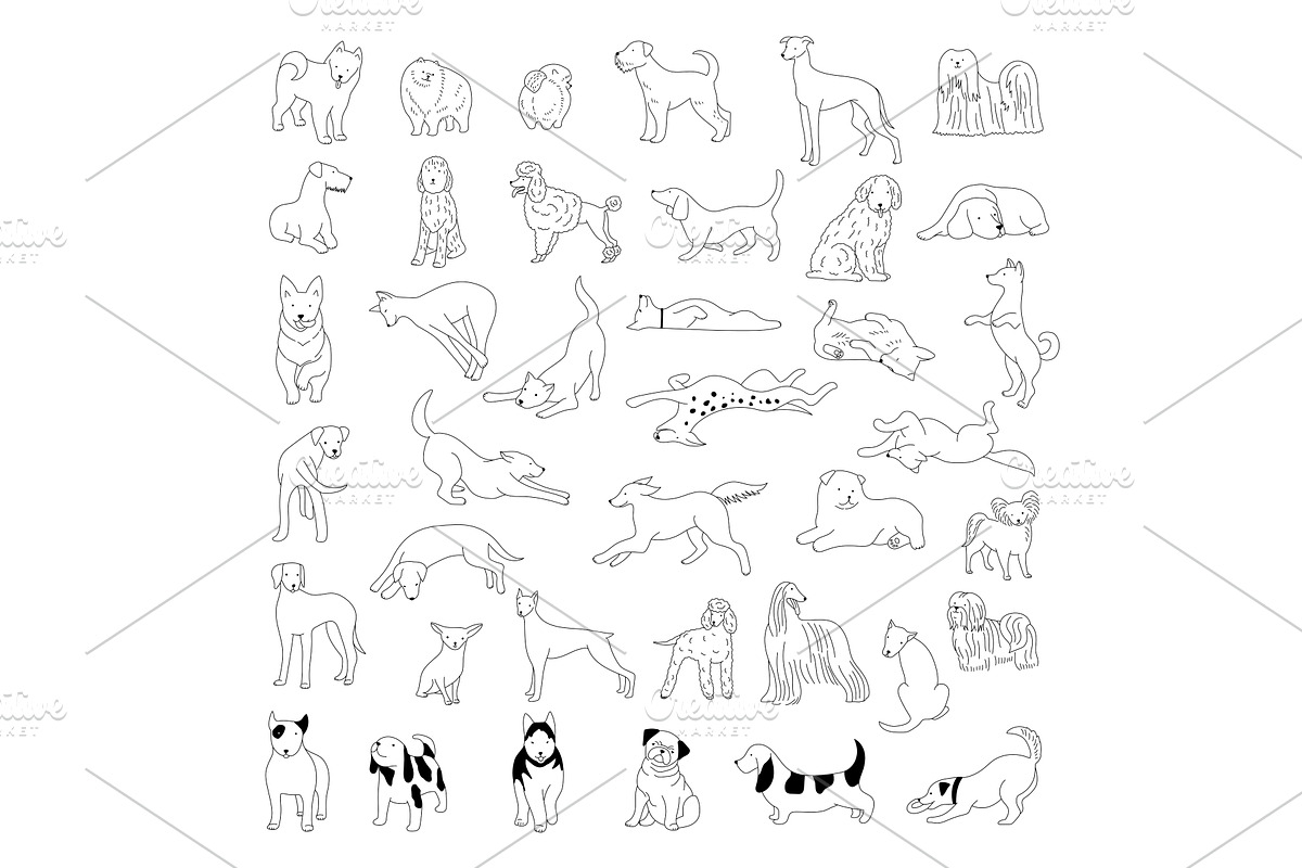 Doodle dogs. Happy domestic animals, a Graphic by Onyx