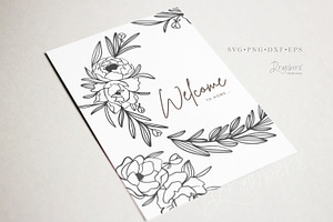 Peony Wreath Svg, Hand-drawn 181