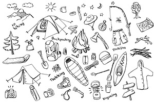 Camping doodles collection