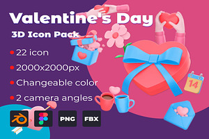 Valentine's Day 3D Icon Pack, an Emoji Icon by Creative Perspective
