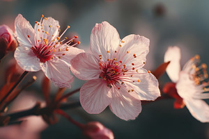 Delicate Pink Cherry Blossoms Spring, a Photo by Pixeness Studio