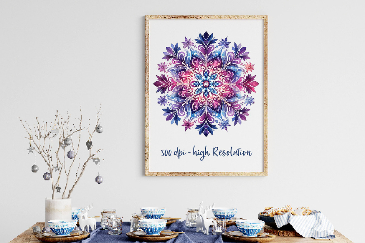 Watercolor Snowflake Clipart Bundle, a Work Illustration by Dream Creation (Photo 3 of 6)
