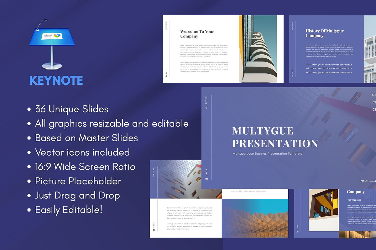 MULTYGUE Business Keynote Template, a Presentation Template by Rizki Herdian (Photo 1 of 6)