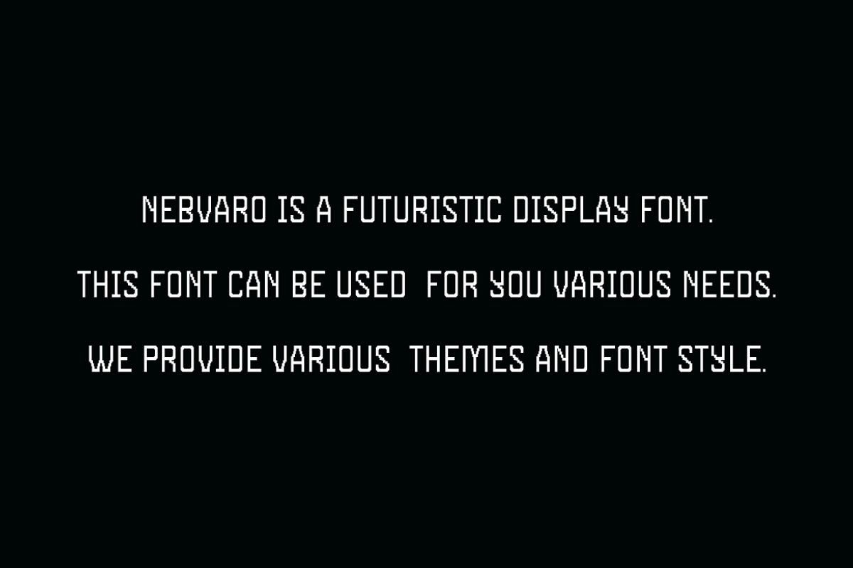 Nebvaro - Pixel Tech Font, a Sans Serif Font by Iqsiart Studio (Photo 4 of 6)