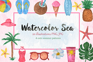 Watercolor Sea Vintage set