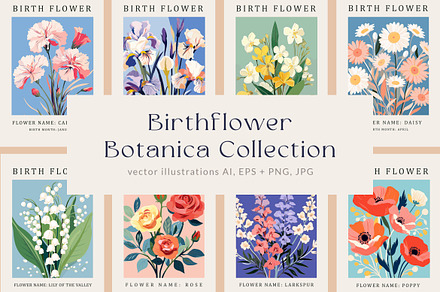 Birth Month Flower Market Wall Art, an Object Graphic by Olya Creative