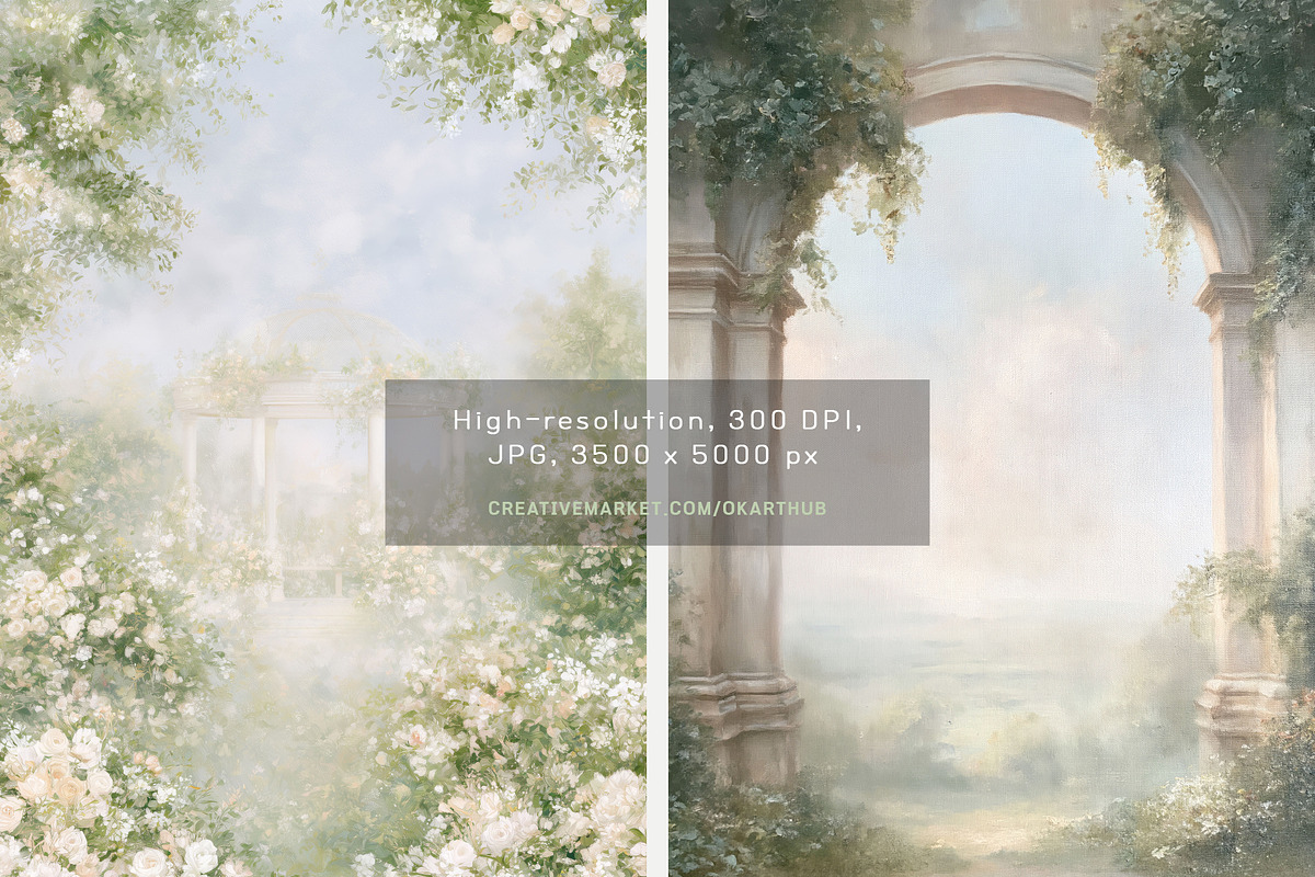70 Painterly Garden Backgrounds, a Background Graphic by OKArtHub (Photo 6 of 13)