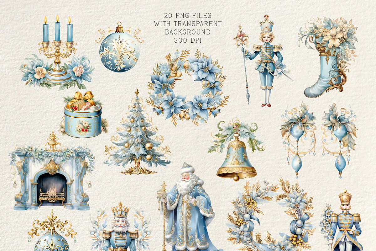 Vintage Blue Christmas, a Seasonal Illustration by Vasmila (Photo 3 of 6)