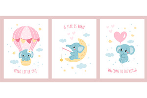 Cute elephants. Little animals, an Animal Illustration by YummyBuum