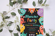 Monster Birthday Party Invitation, an Invitation Template by heynomi (Thumbnail 2 of 19)