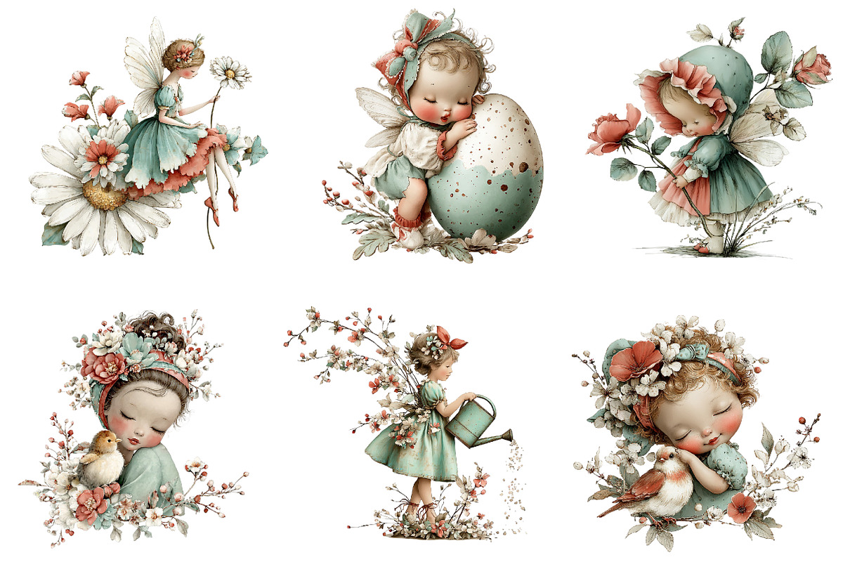 Whimsical Pastel Spring Fairies Png, an Illustration by CreationArt (Photo 3 of 7)