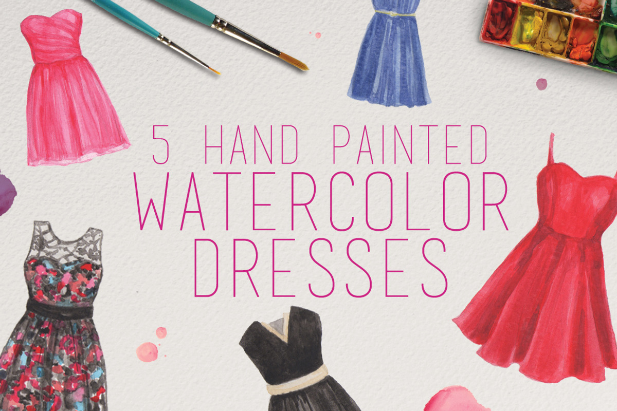 Watercolor Dresses, an Illustration by R.Ewers Designs (Photo 1 of 3)