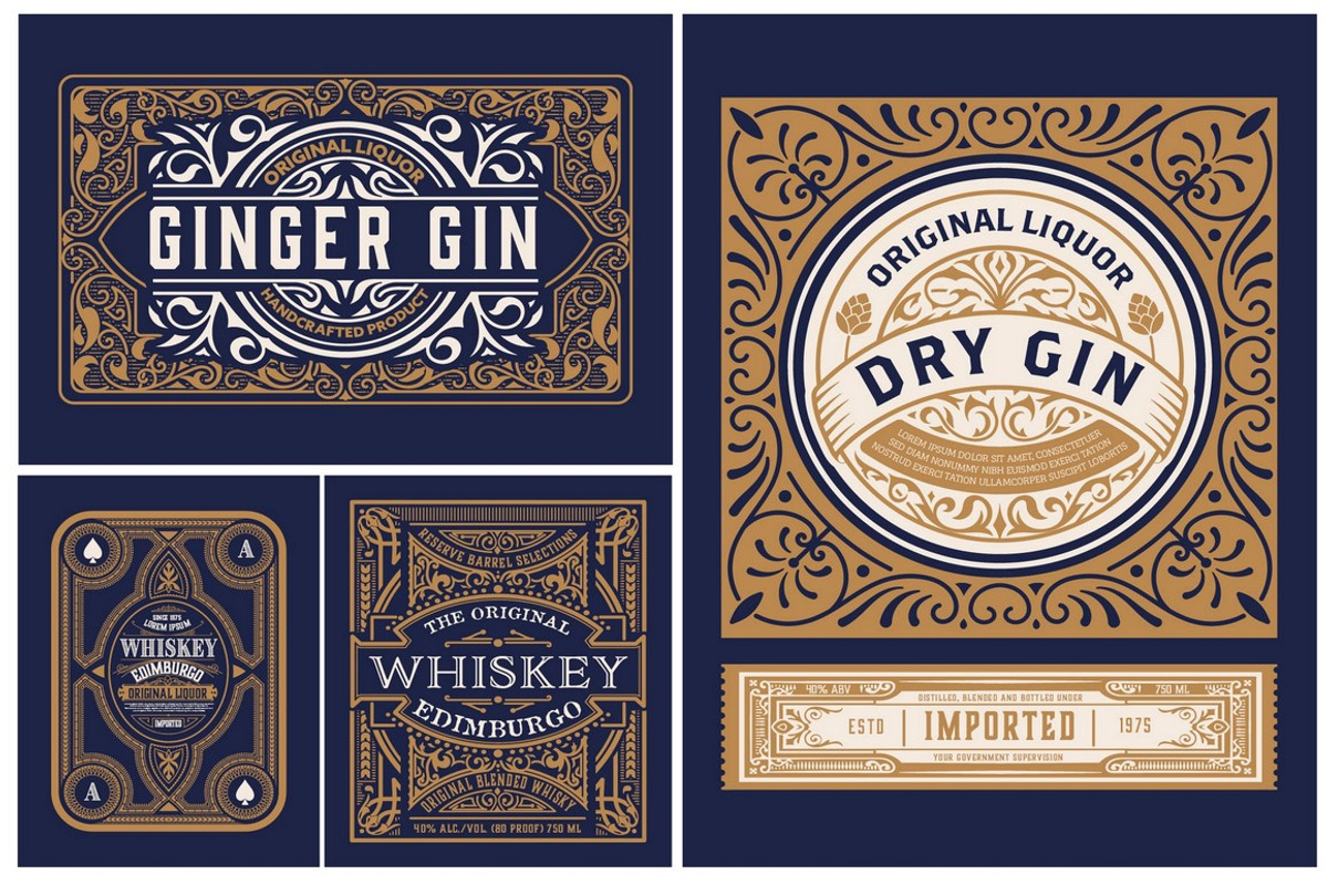Set of 4 Vintage Packing Labels, a Flyer Template by OneVectorStock