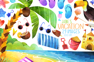 Watercolor Vacation Clipart