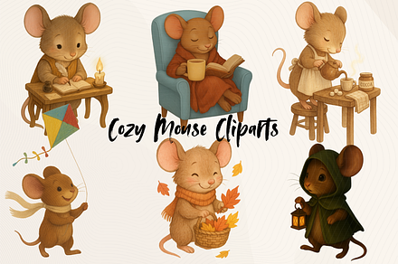 Cozy Mouse Cliparts – Vol. 2