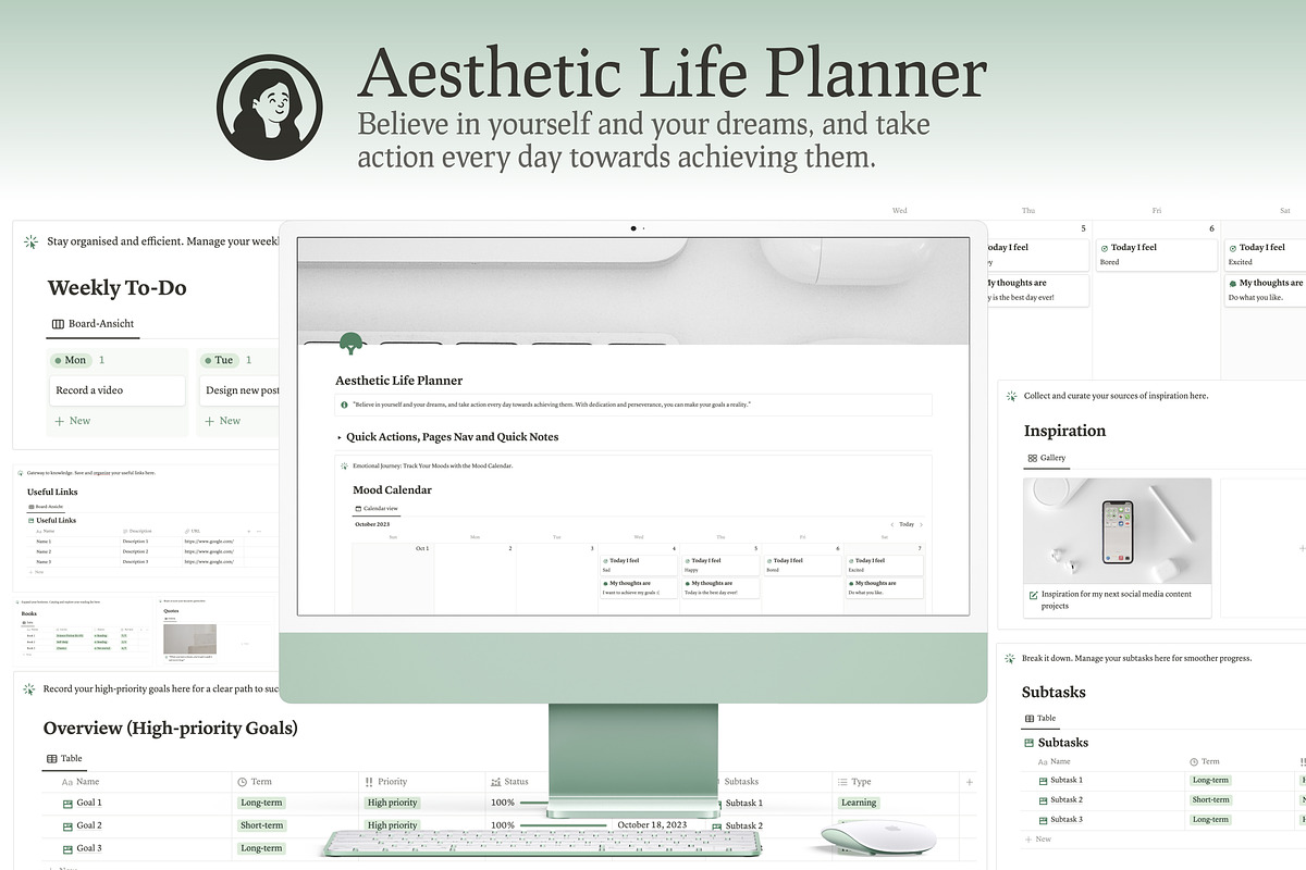 Aesthetic Life Planner Notion, a Templates & Theme by KristinaK3 (Photo 1 of 2)