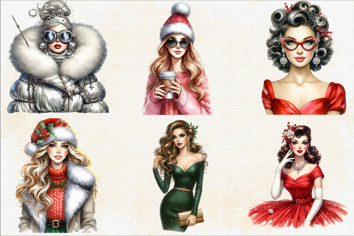 Christmas Fashion Girl Sublimation C, an Illustration by SVGArt (Photo 5 of 8)