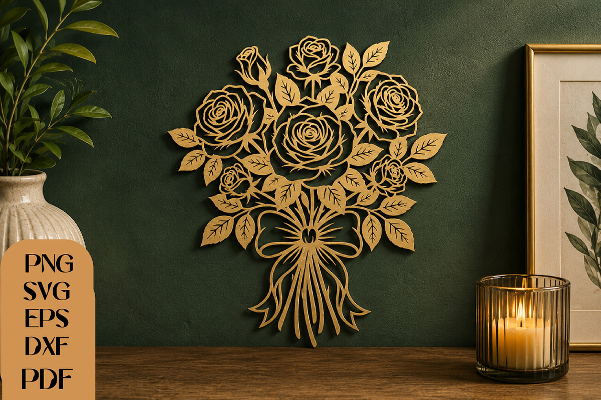 Rose Bouquet Wall Art SVG, an Object Graphic by DreamCafeArt (Photo 1 of 4)