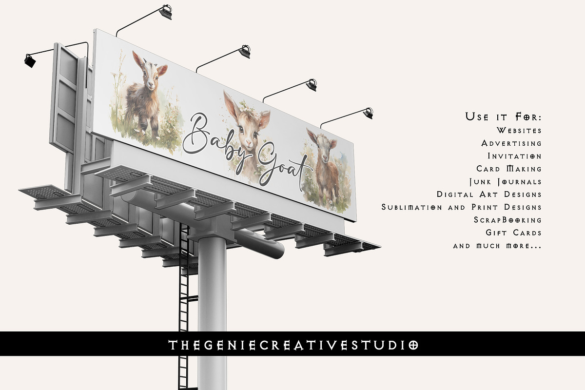 Watercolor PNG  Baby Goat Clipart, an Animal Illustration by Geniecreativestudio (Photo 8 of 9)