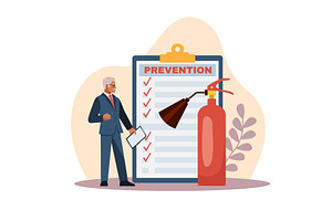Fire inspection. Inspector checks, an Object Illustration by YummyBuum