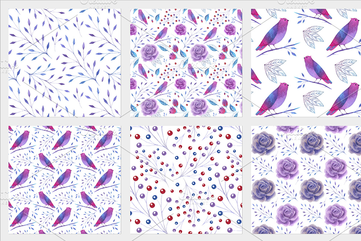 Watercolor violet collection, a Texture Illustration by katerina_korf (Photo 3 of 4)