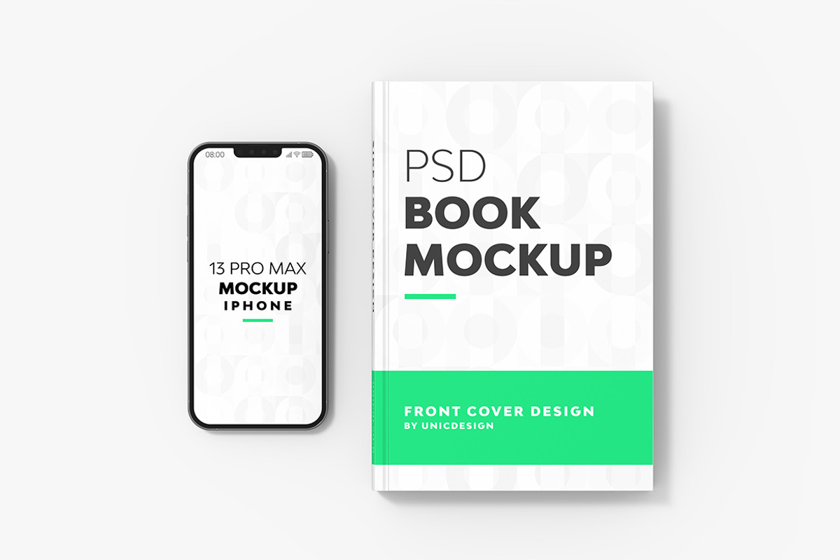 Book & iPhone 13 Mockup, a Books & Magazine Mockup by UnicDesign (Photo 2 of 6)