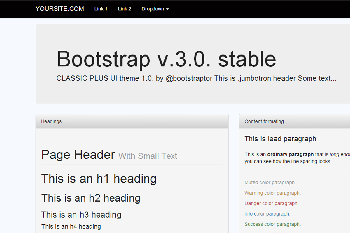Bootsrap 3.0. theme Black&White, a Bootstrap Template by Bootstraptor (Photo 2 of 5)