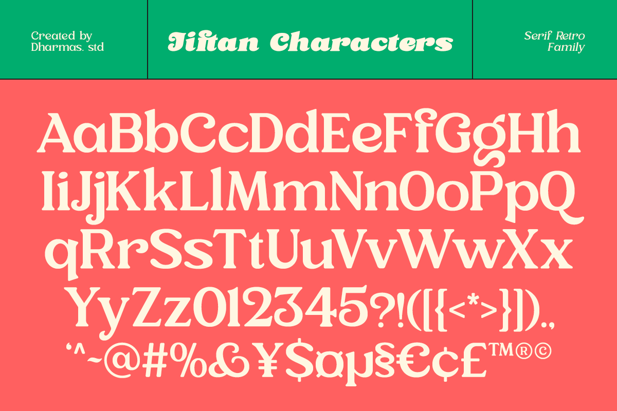 Jiftan - 12 Retro Family, a Serif Font by Dharmas Foundry (Photo 14 of 15)