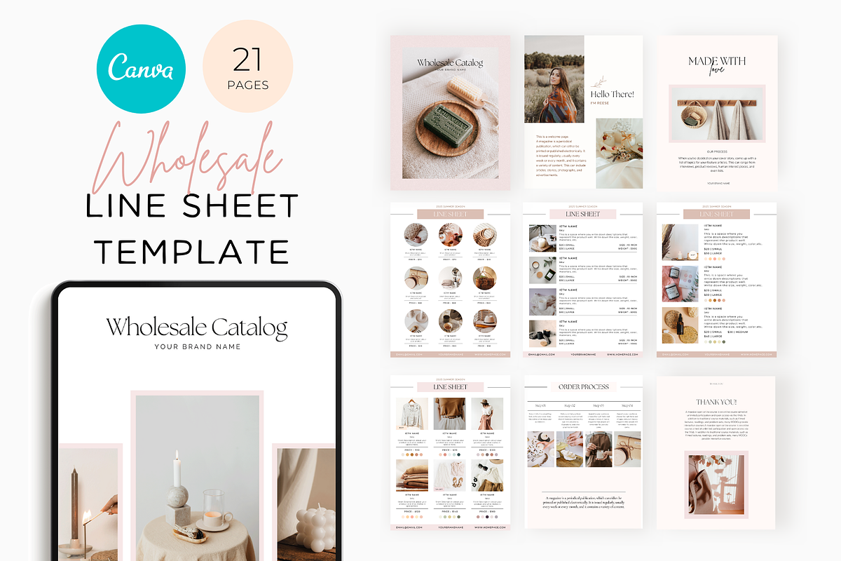 Line Sheet Wholesale Canva Template, a Magazine Template by Hellohastore (Photo 1 of 10)