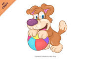Cartoon Dog and Ball. Clipart., an Animal Illustration by KENO Mascots (Thumbnail 2 of 3)