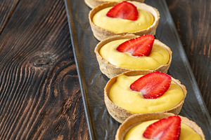 Mini mango cream tarts, a Food & Drink Photo by Alexander Prokopenko