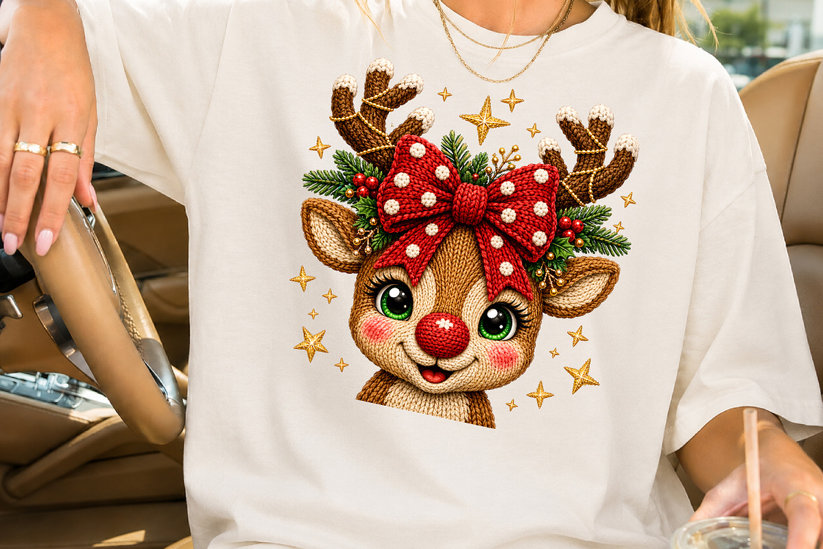 Crochet Reindeer Bow Christmas PNG, a Seasonal Illustration by Rose Art (Photo 2 of 4)