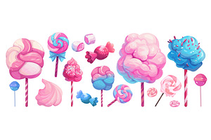 sweets cartoon set. pink blue airy, an Object Illustration by Stock-Smart-Start