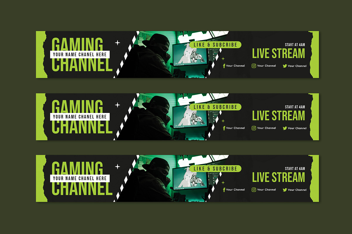 Youtube Channel Gaming Cover, a Social Media Template by Vibesteam