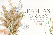 Pampas grass watercolor flowers boho, a Decorative Illustration by Yuliya Derbisheva (Thumbnail 1 of 12)