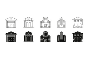 Buildings Icons Set, an Object Illustration by Gentle Studio
